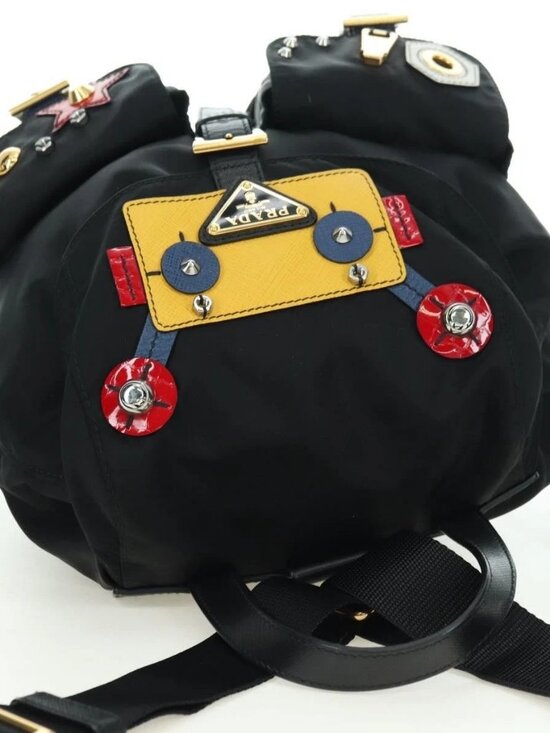 PRADA Robot Backpack Nylon Black Silver Auth 176514SAV main image 11